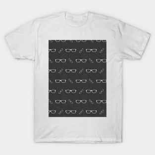 Glasses Pattern | 5 White BG Black T-Shirt